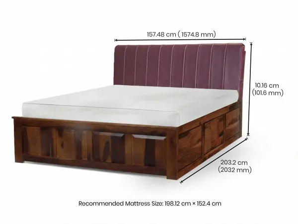 Regal Queen Hydraulic Storage Bed in Burgundy Leatherite